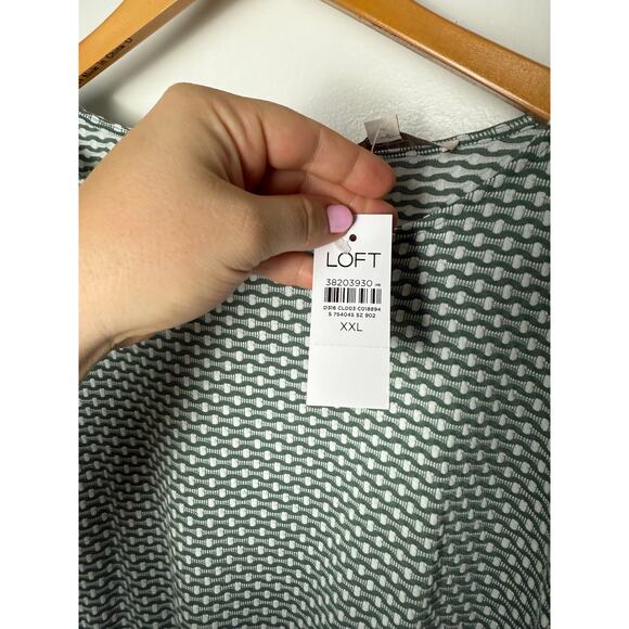 Loft Mini Geo Pocket Tee Green Lattice Casual Knit Dress Size XXL NEW Classic - Picture 5 of 9